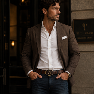 El General Exotic Lizard Leather Cowboy Belt - Brown