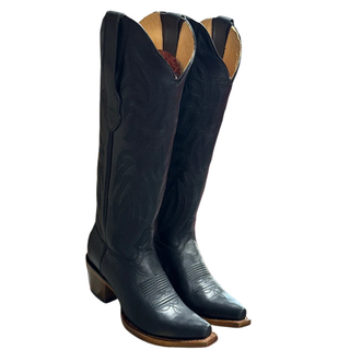 Pair of Los Altos women’s Belmont Black leather western boots snip toe tall shaft