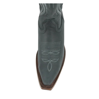 Close up snip toe black leather western boot Los Altos women’s