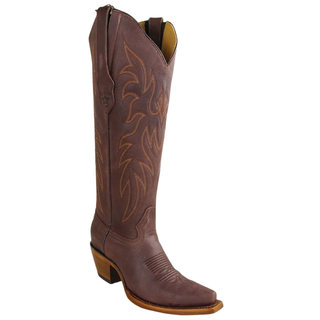 Side view Los Altos chocolate brown leather cowboy boot snip toe
