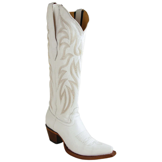 Side view Los Altos white deer finish western boot