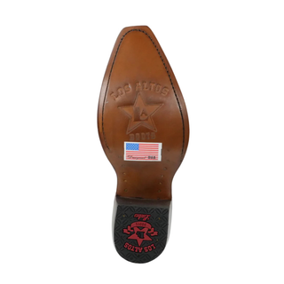 Bottom sole view Los Altos women’s white deer finish leather boots made in Mexico