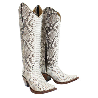 Los Altos women’s natural python western boots snip toe quarter zipper