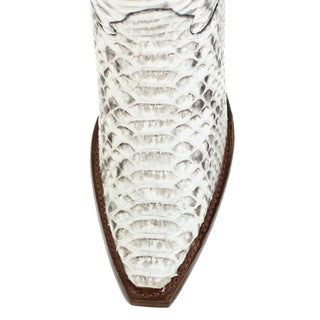 Close-up snip toe natural python leather Los Altos women’s western boot
