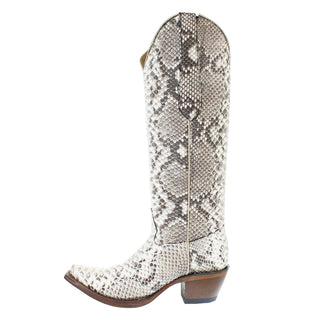 Side view Los Altos natural python cowboy boot 16 inch shaft 2.5 inch heel