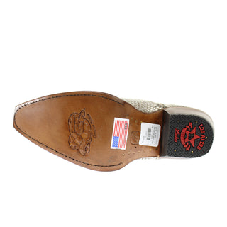 Bottom sole view Los Altos women’s natural python boot made in Mexico