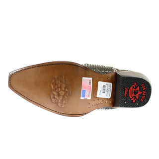 Bottom sole view Los Altos women’s rustic brown python boot made in Mexico