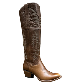 Los Altos women’s walnut leather western boots snip toe 20 inch shaft 2.5 inch heel