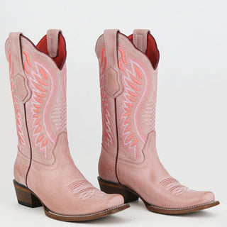 Pink Los Altos cowboy boots for women blush leather western boots with pink stitching