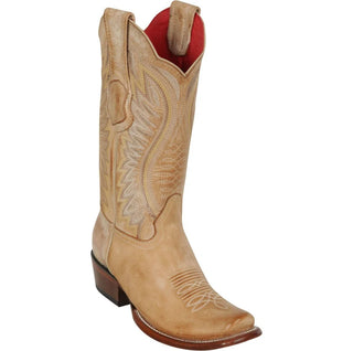 Los Altos Vintage Honey western boots side view with stitched leather shaft