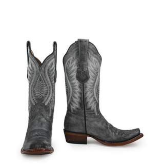 Los Altos rustic black vintage cowgirl boots embroidered 7 inch shaft