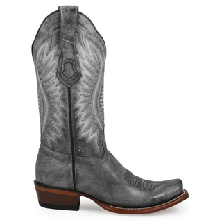 Los Altos womens Dubai square toe boots rustic black side view