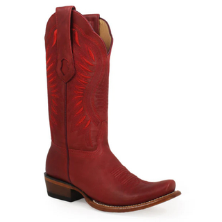 Los Altos women’s Desert Red leather western boot with snip toe and 12 inch shaft