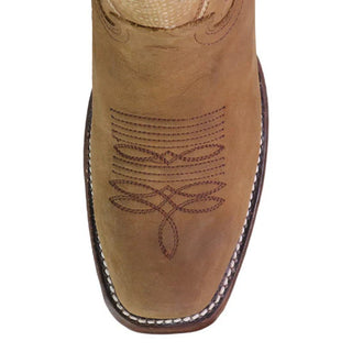 Los Altos women’s Dubai square toe boots in Nobuck Tan leather with 12 inch shaft