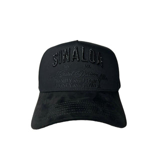 Black cap with Sinaloa text on a white background