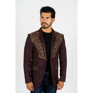 Platini Men's Embroidered Suede Blazer