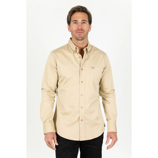 Platini Men's Modern Fit Beige Dress Shirt