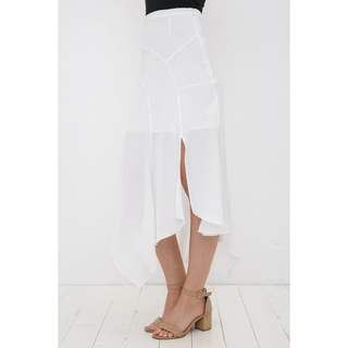 Asymmetrical Chiffon Midi Skirt - White