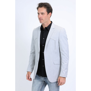 Platini Men's Double Button Western Grey Blazer