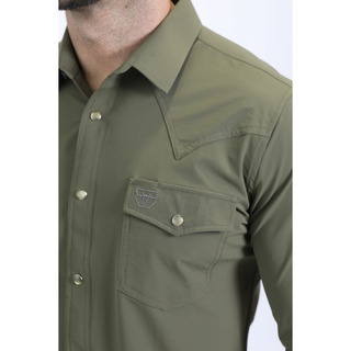 Platini Men's Performance Western Solid Long Sleeve Shirt