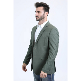 Platini Men's Double Button Western Blazer - Green