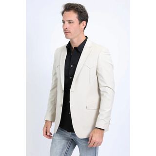 Platini Men's Double Button Western Blazer - Beige