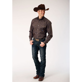 Roper Men's Diamond Medallion Print Long Sleeve Shirt