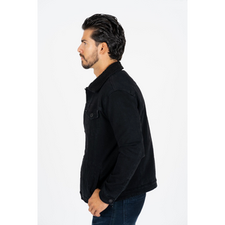 Platini Men's Black Faux Shearling-Lined Denim Jacket