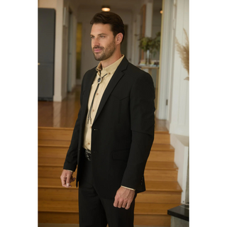 Platini Men's Western Sport Suit with Elbow Patches  - Black