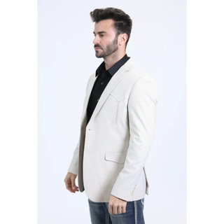 Platini Men's Double Button Western Blazer - Off White