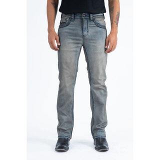 Men's Light Slim Boot Cut Black Triple Stitch Signature Pocket Denim Pants