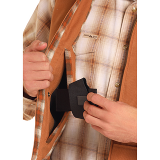 Powder River Men's Conceal & Carry Plaid Lined Vest - Camel