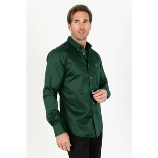 Platini Men's Modern Fit Green Dress Shirt