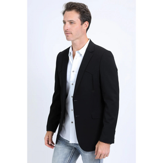 Platini Men's Double Button Western Blazer - Black