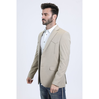 Platini Men's Double Button Western Khaki Blazer