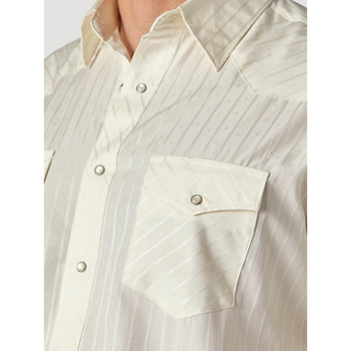 Wrangler Western Long Sleeve Snap Dobby Stripe Shirt- Light