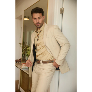 Platini Men's Western Sport Suit with Elbow Patches  - Beige