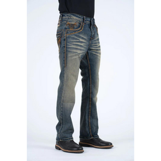 Platini Men's Dirty Blue Slim Boot Cut Jeans