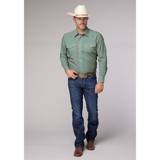 Roper Men's Blue Amarillo Long Sleeve Snap Shirt