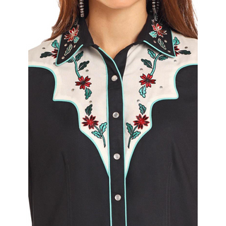 Panhandle Women's Long Sleeve Yoked Dress w/ Western Embroidery