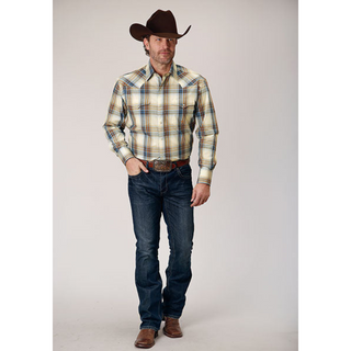 Roper Men's Desert Blue Plaid Long Sleeve Snap Western Shirt