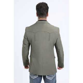 Platini Men's Double Button Western Blazer - Olive