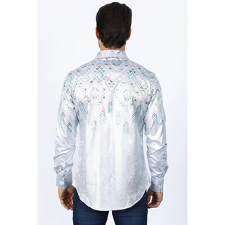 Mens Modern Fit Panoramic Foil Print Shirt - White