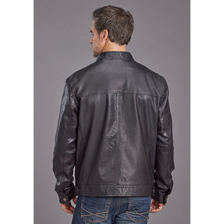 Stetson Smooth Leather Bomber Jacket - Black