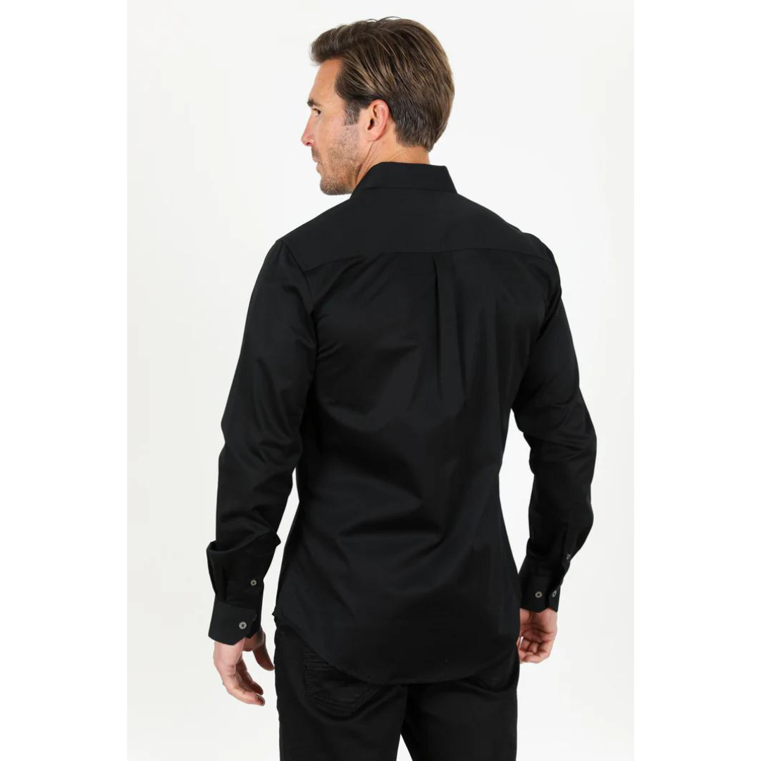 platini dress shirts Platini Black Satin Shirt Moreno's Wear