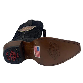 Bottom sole view Los Altos women’s black python boot made in Mexico
