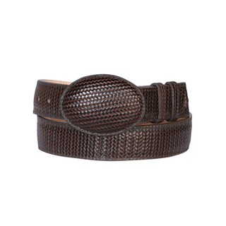 El General Men’s Western Belt Cigar Embossed Woven Leather