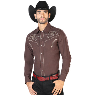 Brown Embroidered Western Long Sleeve