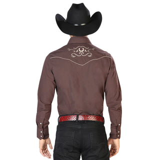Brown Embroidered Western Long Sleeve