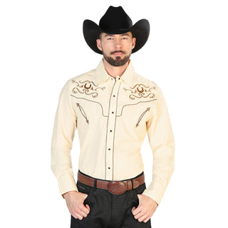 Beige Embroidered Western Long Sleeve